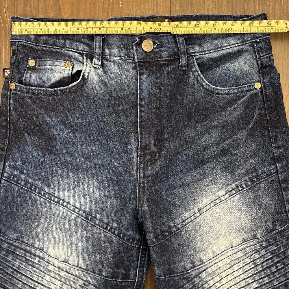 Akademiks Moto Biker Shorts Boys Size 16 Blue Denim Distressed Detail Streetwear